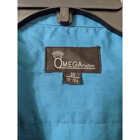 Omega Fashion Men's Short Sleeve Green Button Down Embroidered Shirt Size 3XL - Picture 3 of 4